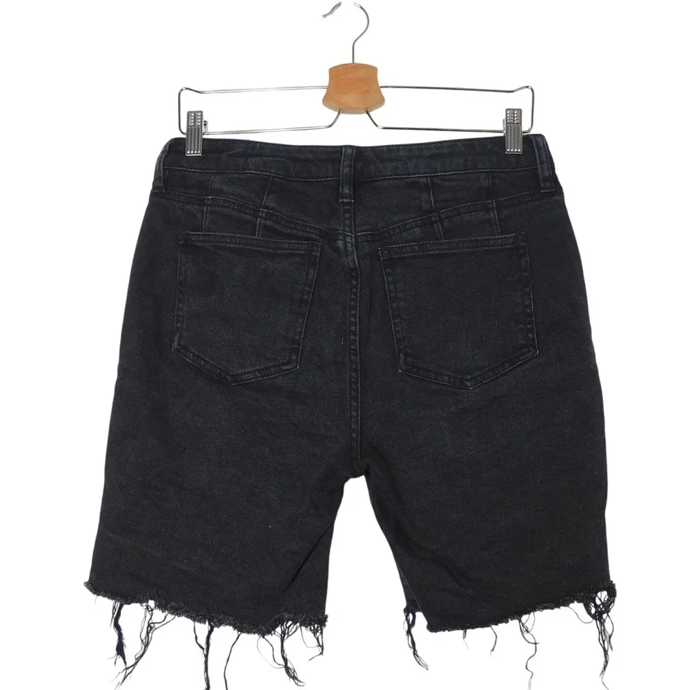 Free People We The Free Avery Washed Black High Rise Denim Bermuda Shorts 28